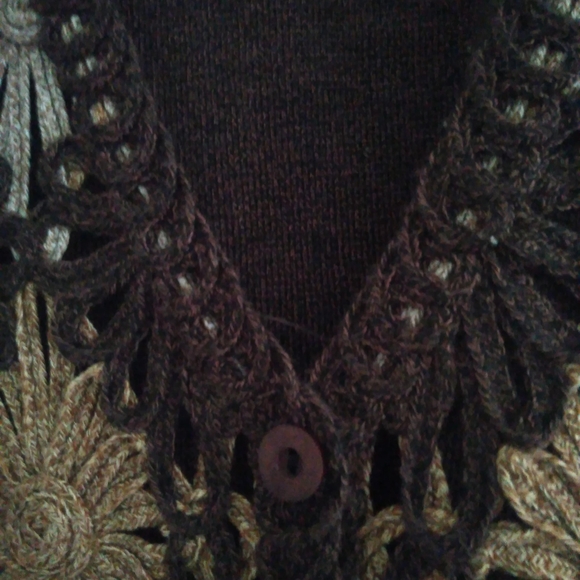 Kroshetta Crochet Lace vest brown NWNT size L - Picture 6 of 7